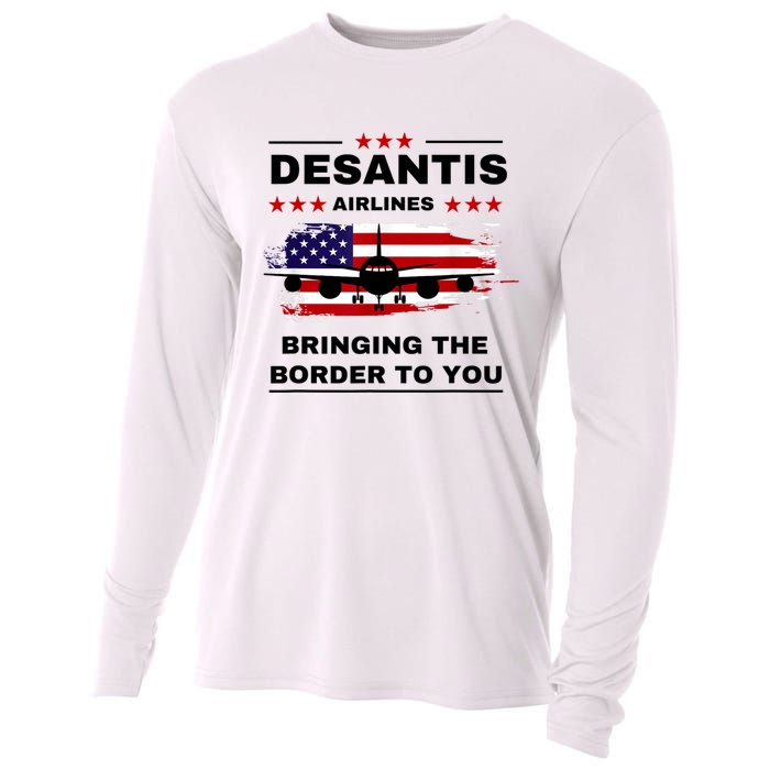 DeSantis Airlines Funny Political Meme Ron DeSantis USA Flag Cooling Performance Long Sleeve Crew