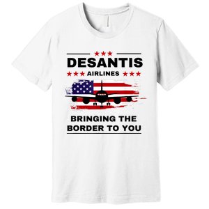 DeSantis Airlines Funny Political Meme Ron DeSantis USA Flag Premium T-Shirt