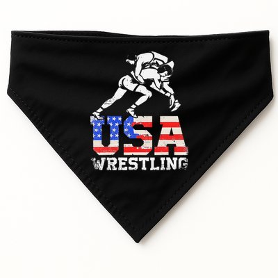 Distressed American Flag USA Wrestling Wrestler Wrestle  USA-Made Doggie Bandana