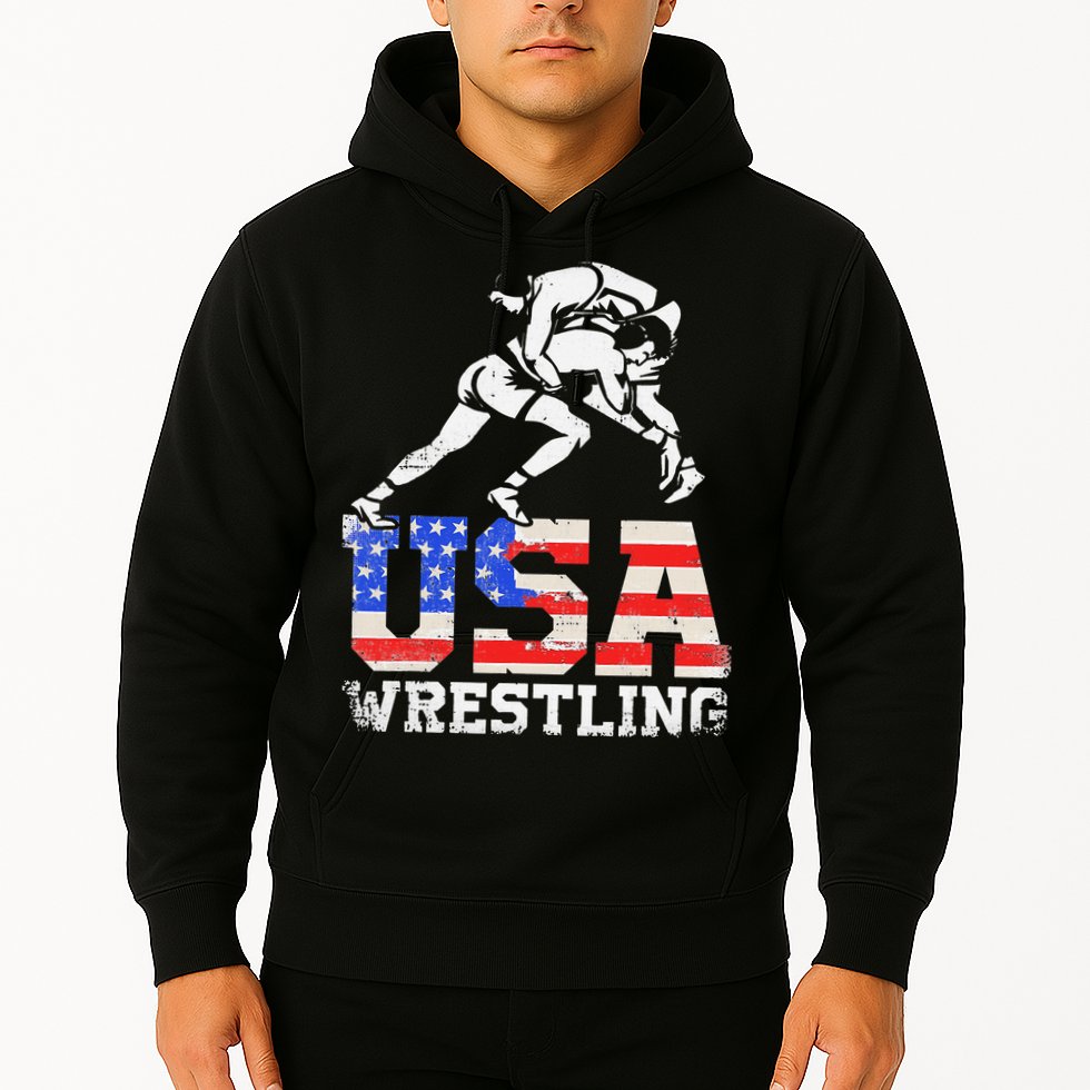 Distressed American Flag USA Wrestling Wrestler Wrestle  Hoodie