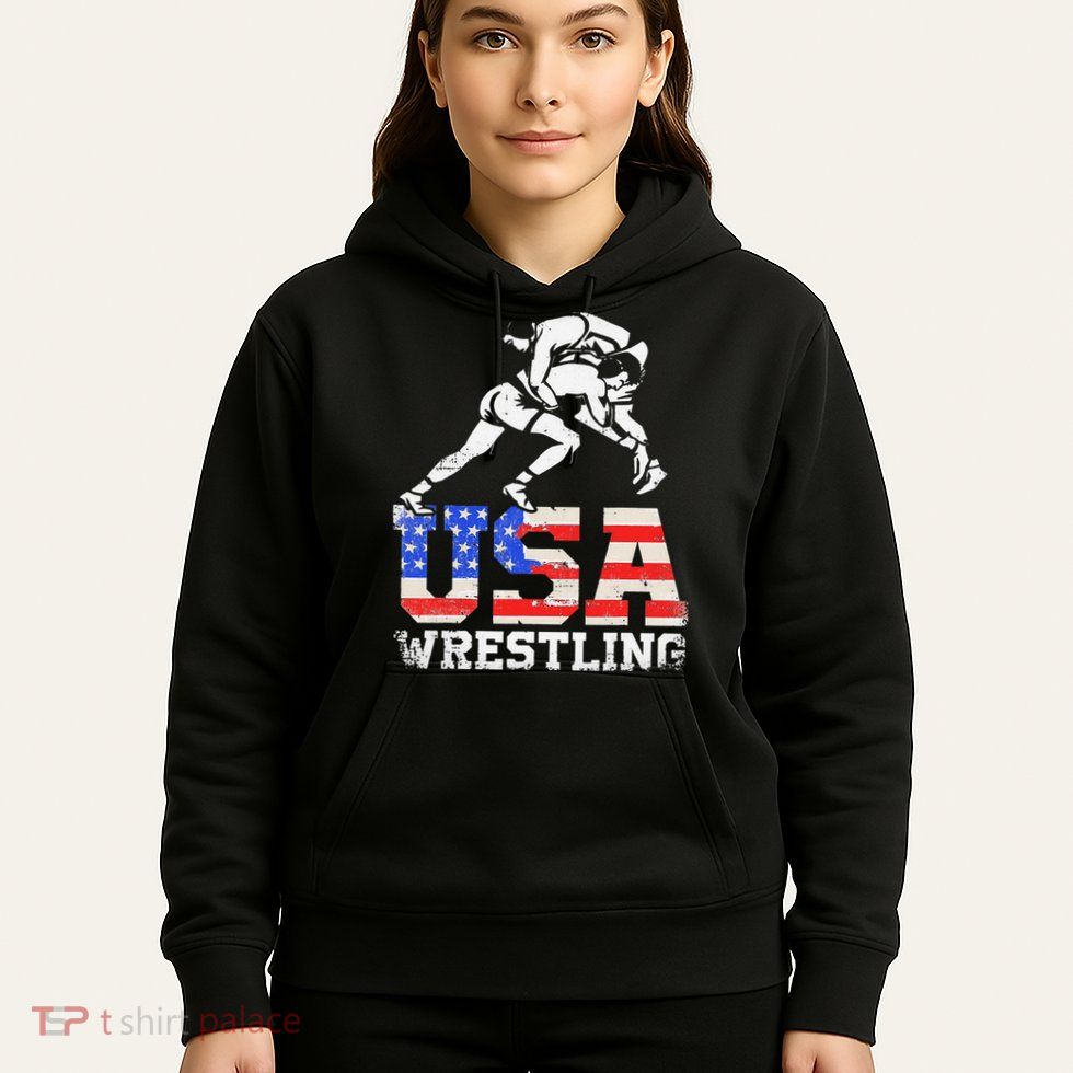 Distressed American Flag USA Wrestling Wrestler Wrestle  Hoodie