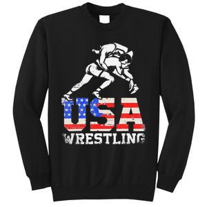 Distressed American Flag USA Wrestling Wrestler Wrestle  Sweatshirt