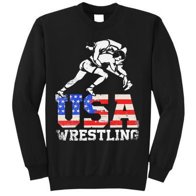 Distressed American Flag USA Wrestling Wrestler Wrestle  Sweatshirt