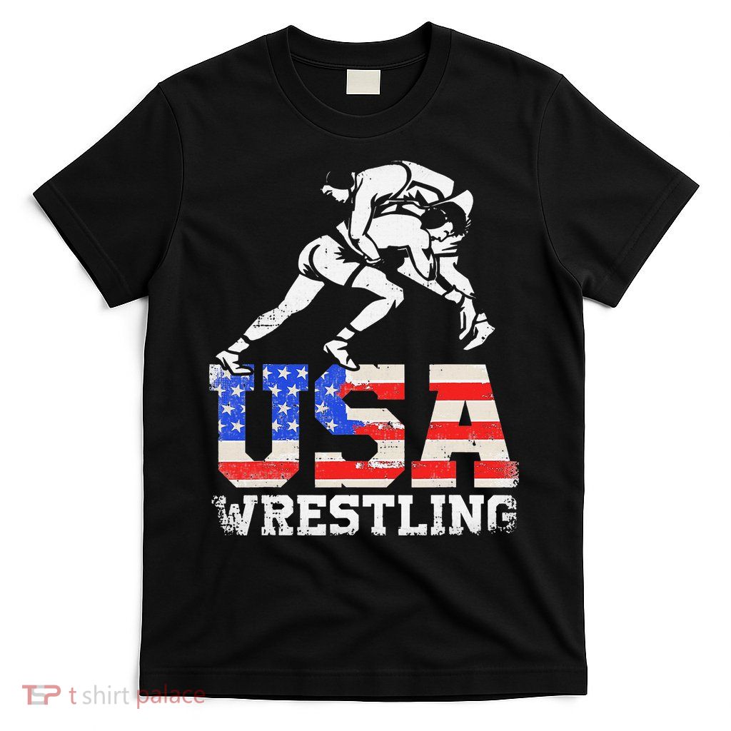 Distressed American Flag USA Wrestling Wrestler Wrestle  T-Shirt