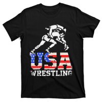 Distressed American Flag USA Wrestling Wrestler Wrestle  T-Shirt