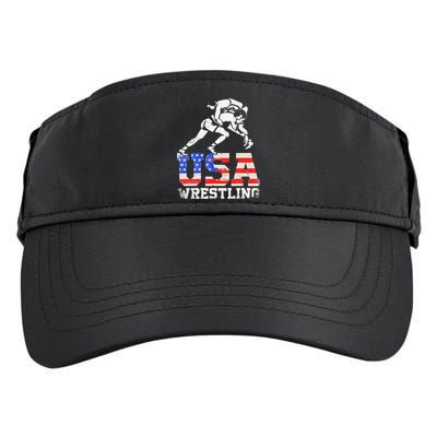 Distressed American Flag USA Wrestling Wrestler Wrestle  Adult Drive Performance Visor