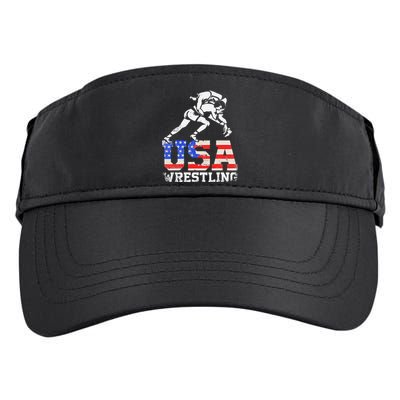 Distressed American Flag USA Wrestling Wrestler Wrestle  Adult Drive Performance Visor