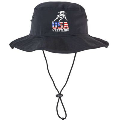 Distressed American Flag USA Wrestling Wrestler Wrestle  Legacy Cool Fit Booney Bucket Hat