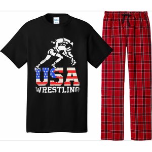 Distressed American Flag USA Wrestling Wrestler Wrestle  Pajama Set