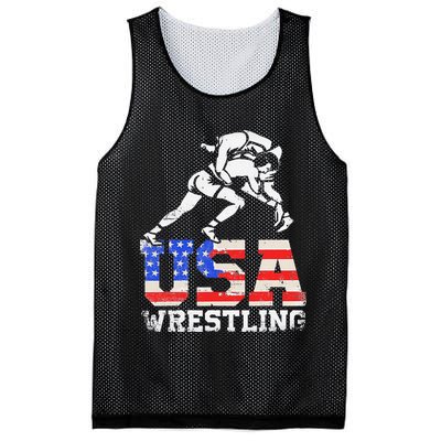 Distressed American Flag USA Wrestling Wrestler Wrestle  Mesh Reversible Basketball Jersey Tank