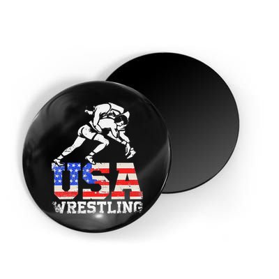 Distressed American Flag USA Wrestling Wrestler Wrestle  Magnet