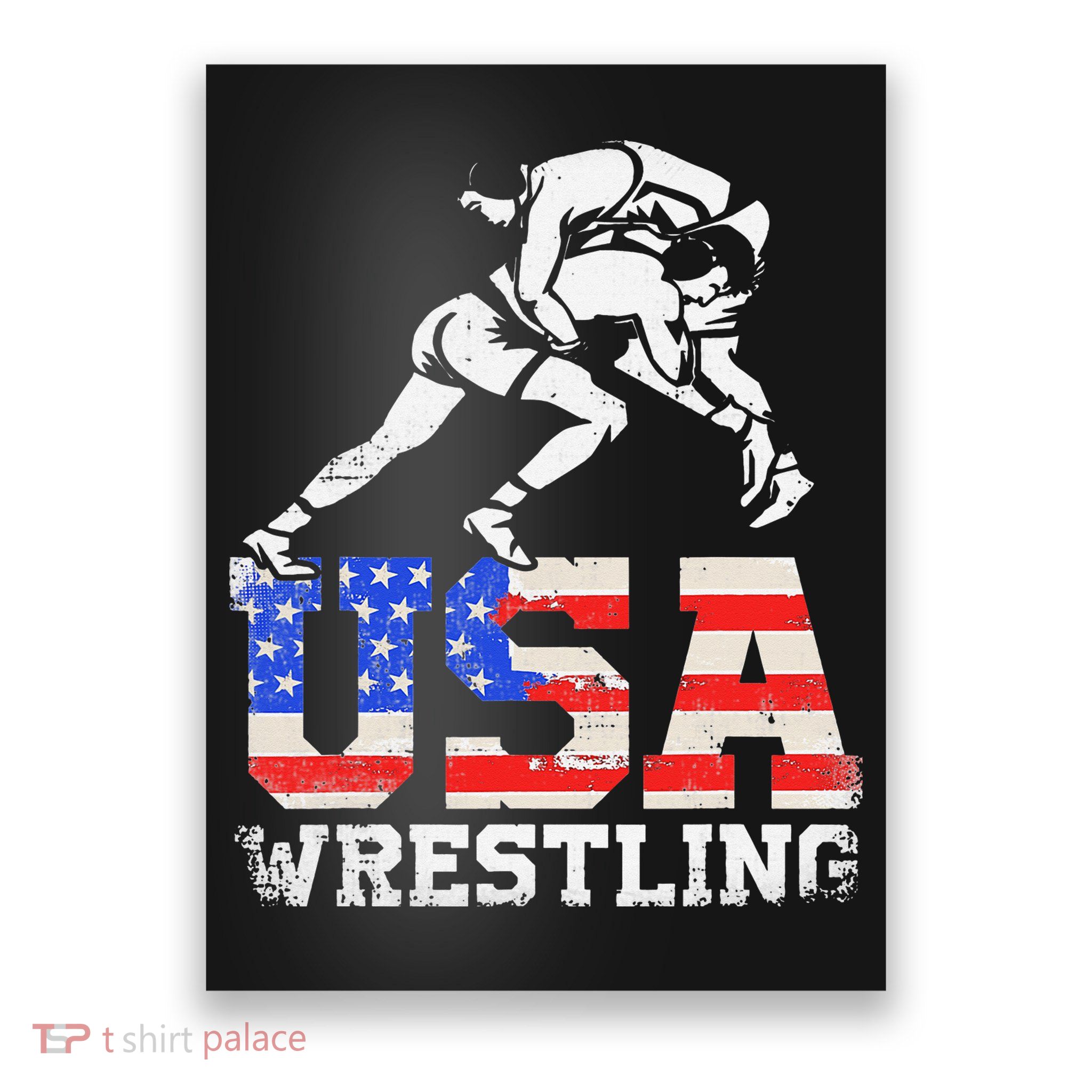 Distressed American Flag USA Wrestling Wrestler Wrestle  Poster