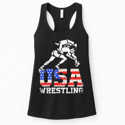 Distressed American Flag USA Wrestling Wrestler Wrestle  Womens Tank Top