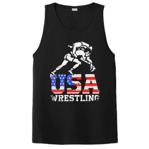 Distressed American Flag USA Wrestling Wrestler Wrestle  PosiCharge Competitor Tank