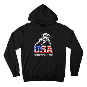 Distressed American Flag USA Wrestling Wrestler Wrestle  Tall Hoodie