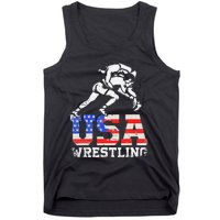 Distressed American Flag USA Wrestling Wrestler Wrestle  Tank Top