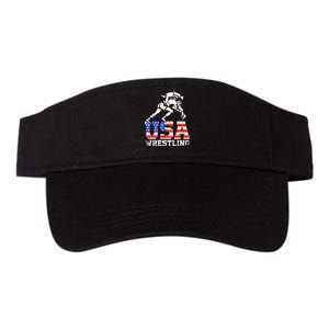 Distressed American Flag USA Wrestling Wrestler Wrestle  Valucap Bio-Washed Visor