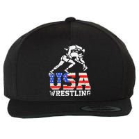 Distressed American Flag USA Wrestling Wrestler Wrestle  Wool Snapback Cap