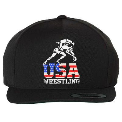 Distressed American Flag USA Wrestling Wrestler Wrestle  Wool Snapback Cap