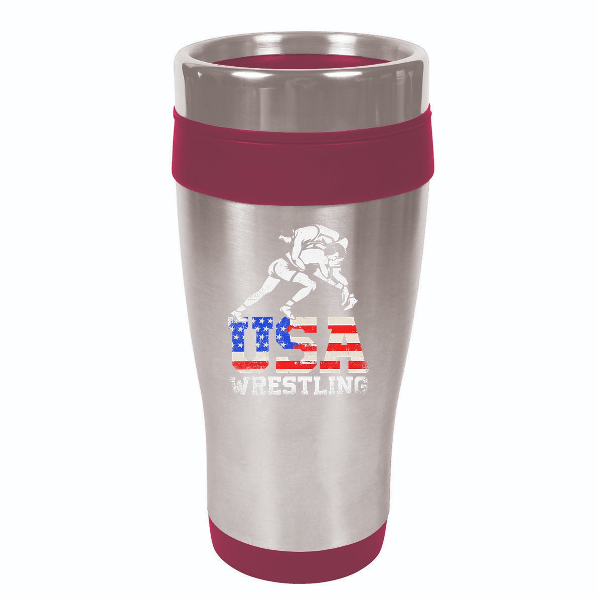 Distressed American Flag USA Wrestling Wrestler Wrestle  16oz Travel Tumbler