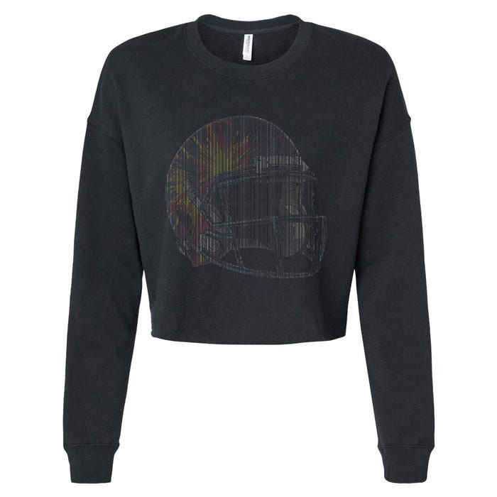 Dynamic American Football Helmet Cropped Pullover Crew