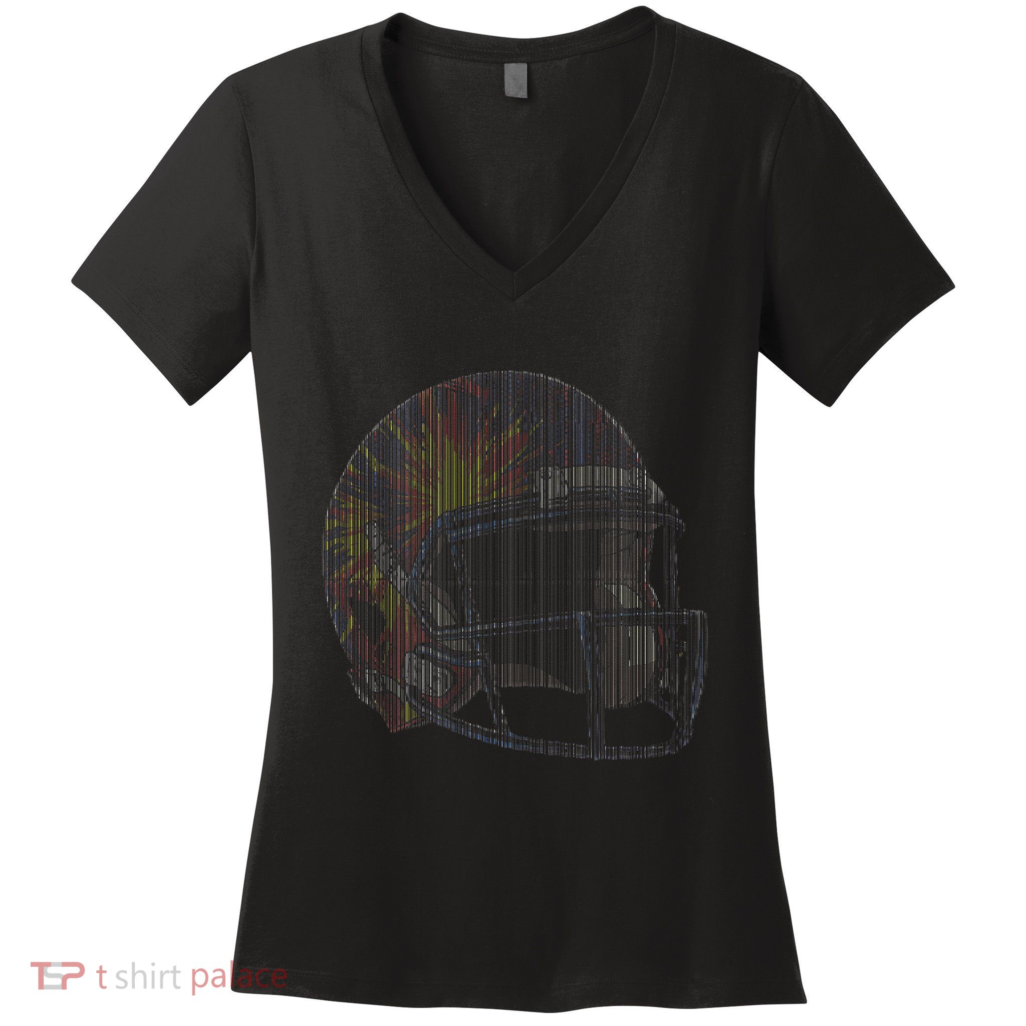 Dynamic American Football Helmet Women's V-Neck T-Shirt