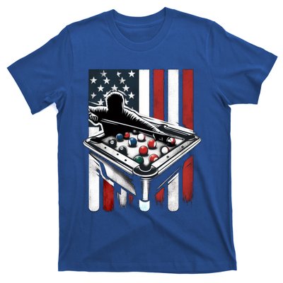 Distressed American Flag Gift Billiards Gift T-Shirt