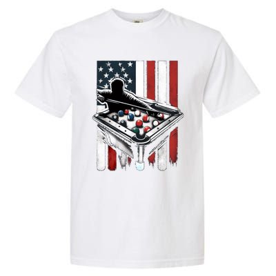 Distressed American Flag Gift Billiards Gift Garment-Dyed Heavyweight T-Shirt