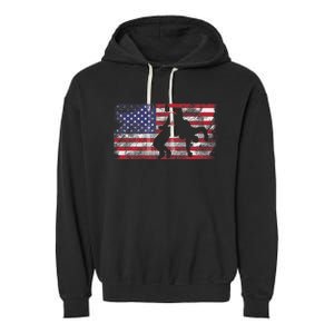 Distressed American Flag Wrestling Wrestler Women Garment-Dyed Fleece Hoodie