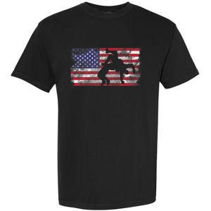 Distressed American Flag Wrestling Wrestler Women Garment-Dyed Heavyweight T-Shirt