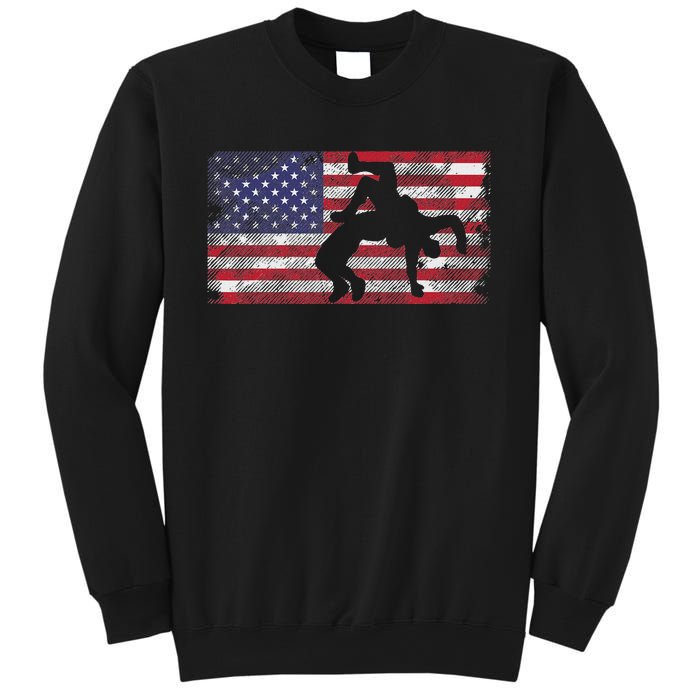 Distressed American Flag Wrestling Wrestler Women Sweatshirt