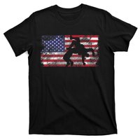 Distressed American Flag Wrestling Wrestler Women T-Shirt