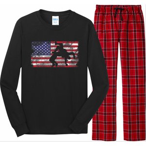 Distressed American Flag Wrestling Wrestler Women Long Sleeve Pajama Set