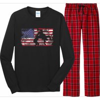 Distressed American Flag Wrestling Wrestler Women Long Sleeve Pajama Set