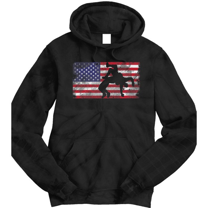 Distressed American Flag Wrestling Wrestler Women Tie Dye Hoodie