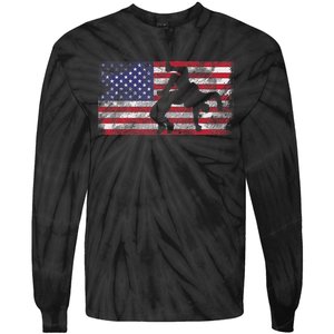 Distressed American Flag Wrestling Wrestler Women Tie-Dye Long Sleeve Shirt