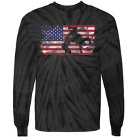 Distressed American Flag Wrestling Wrestler Women Tie-Dye Long Sleeve Shirt