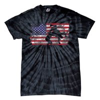 Distressed American Flag Wrestling Wrestler Women Tie-Dye T-Shirt