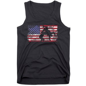 Distressed American Flag Wrestling Wrestler Women Tank Top