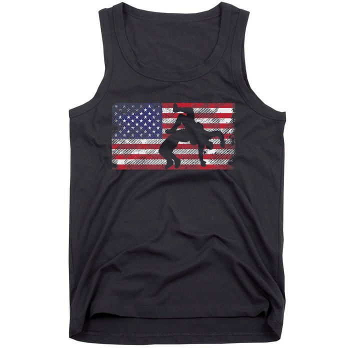 Distressed American Flag Wrestling Wrestler Women Tank Top