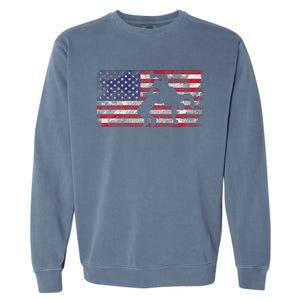 Distressed American Flag Wrestling Wrestler Women Garment-Dyed Sweatshirt