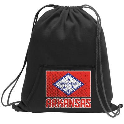 Distressed Arkansas Flag Sweatshirt Cinch Pack Bag