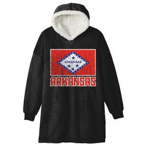 Distressed Arkansas Flag Hooded Wearable Blanket