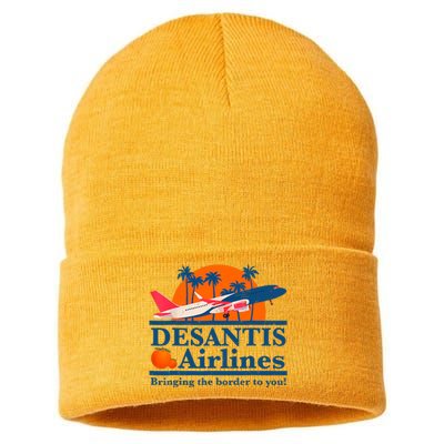 Desantis Airlines Funny Political Meme Ron Desantis Governor Sustainable Knit Beanie