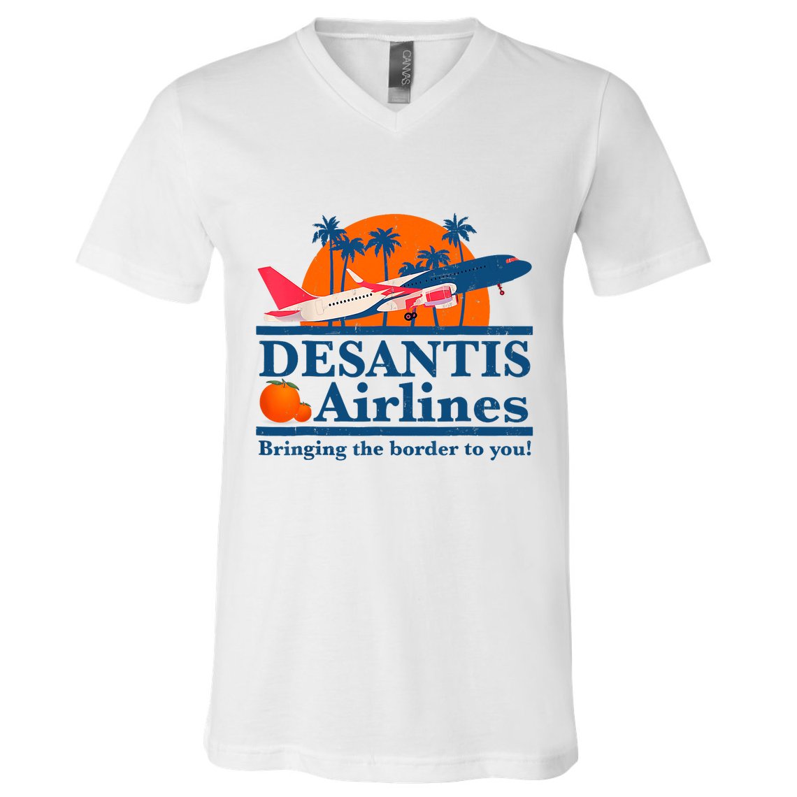 Desantis Airlines Funny Political Meme Ron Desantis Governor V-Neck T-Shirt