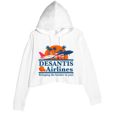 Desantis Airlines Funny Political Meme Ron Desantis Governor Crop Fleece Hoodie