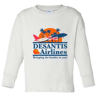 Desantis Airlines Funny Political Meme Ron Desantis Governor Toddler Long Sleeve Shirt