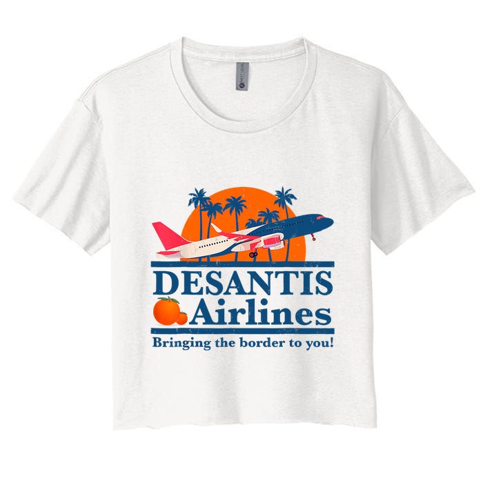 Desantis Airlines Funny Political Meme Ron Desantis Governor Women's Crop Top Tee