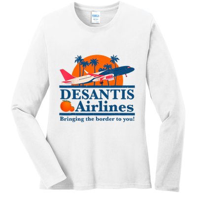 Desantis Airlines Funny Political Meme Ron Desantis Governor Ladies Long Sleeve Shirt