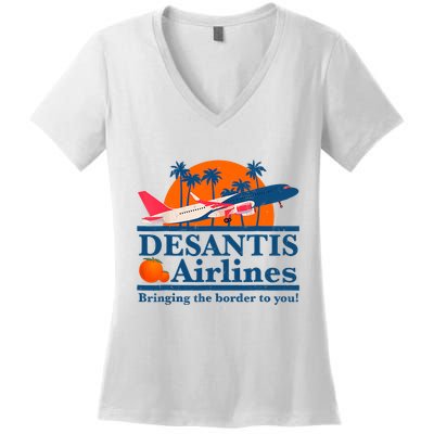 Desantis Airlines Funny Political Meme Ron Desantis Governor Women's V-Neck T-Shirt